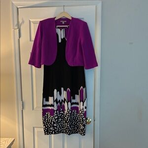 Elegant Purple and Black Midi Dress